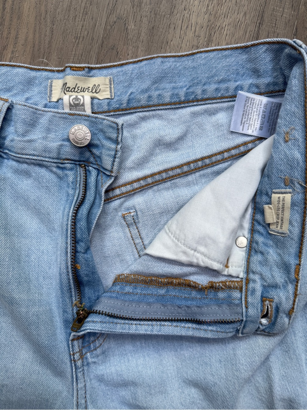 Madewell The Perfect Vintage Wide-Leg Crop Light Wash Denim Jeans - Size 28 - Picture 7 of 15